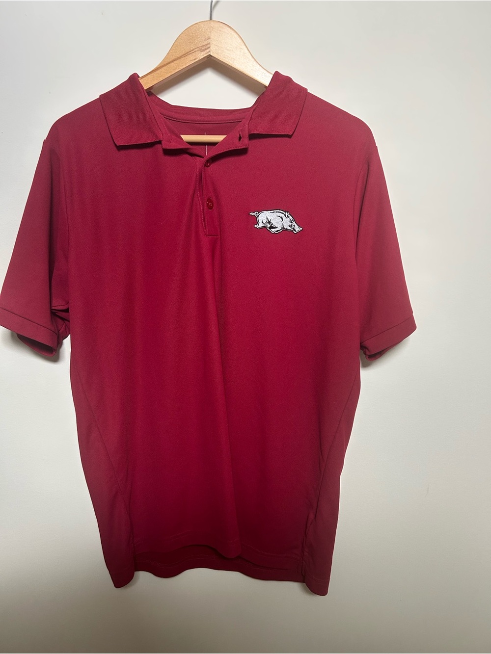Antigua Men's Burgundy Polo with Razorback Embroidered Logo